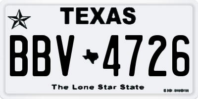 TX license plate BBV4726