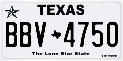 TX license plate BBV4750