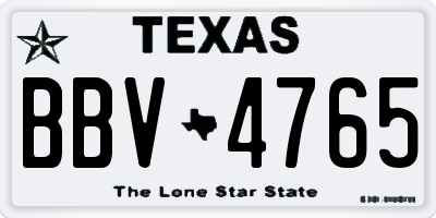 TX license plate BBV4765