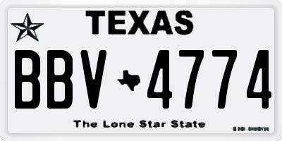 TX license plate BBV4774