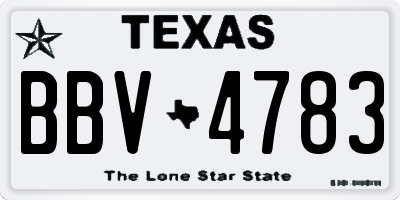 TX license plate BBV4783