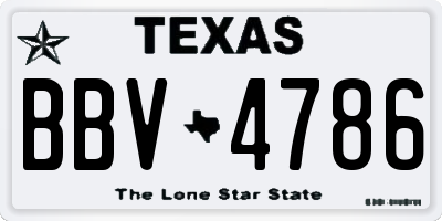 TX license plate BBV4786