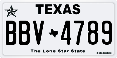 TX license plate BBV4789