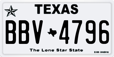 TX license plate BBV4796