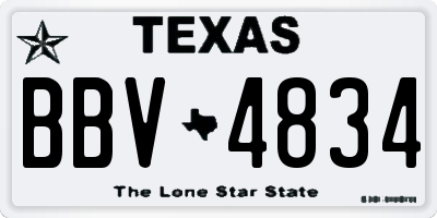 TX license plate BBV4834