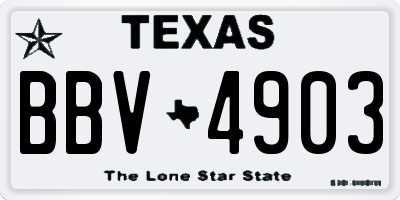 TX license plate BBV4903