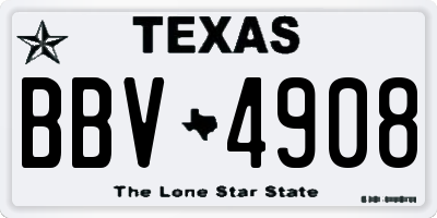 TX license plate BBV4908