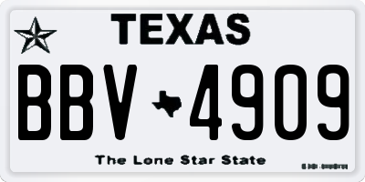 TX license plate BBV4909
