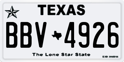 TX license plate BBV4926