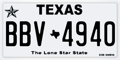 TX license plate BBV4940