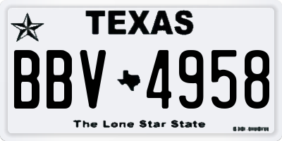 TX license plate BBV4958