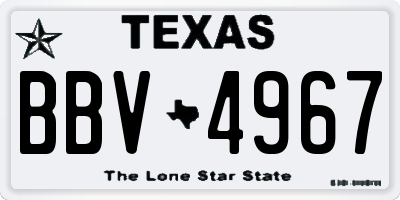 TX license plate BBV4967