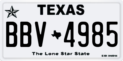 TX license plate BBV4985