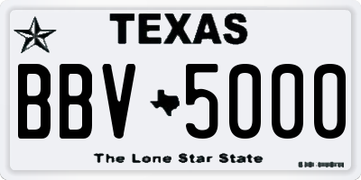 TX license plate BBV5000