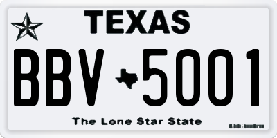 TX license plate BBV5001