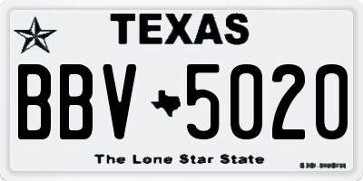 TX license plate BBV5020