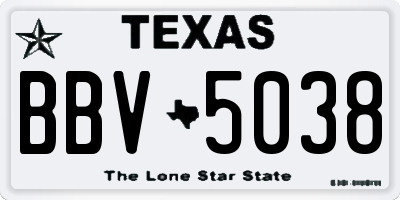 TX license plate BBV5038