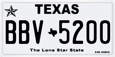 TX license plate BBV5200