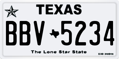 TX license plate BBV5234