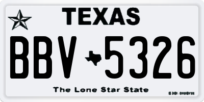 TX license plate BBV5326