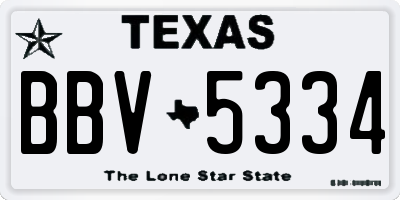 TX license plate BBV5334