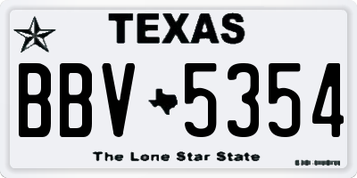 TX license plate BBV5354