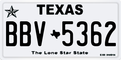 TX license plate BBV5362