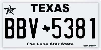 TX license plate BBV5381