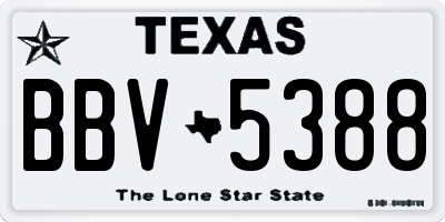 TX license plate BBV5388