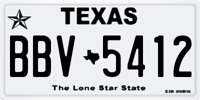 TX license plate BBV5412