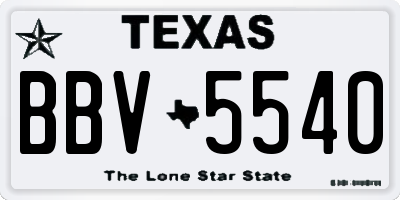 TX license plate BBV5540