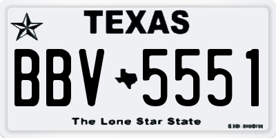 TX license plate BBV5551