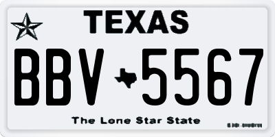 TX license plate BBV5567