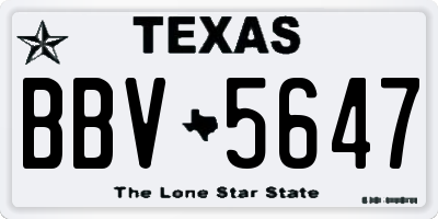 TX license plate BBV5647