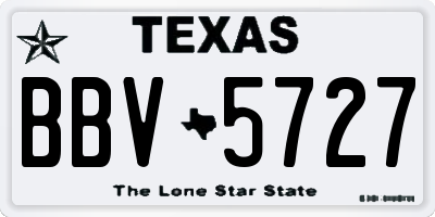 TX license plate BBV5727