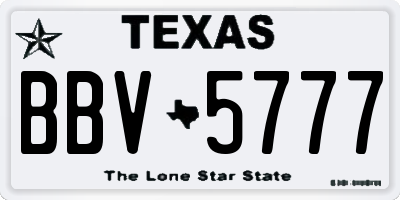TX license plate BBV5777