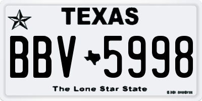 TX license plate BBV5998