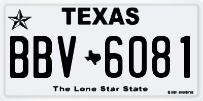 TX license plate BBV6081