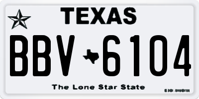 TX license plate BBV6104