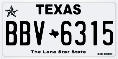 TX license plate BBV6315