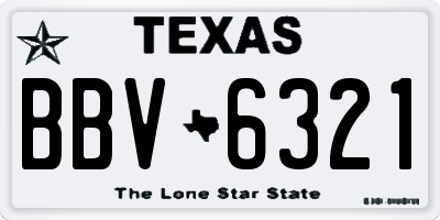 TX license plate BBV6321