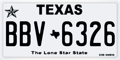 TX license plate BBV6326