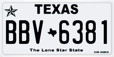 TX license plate BBV6381