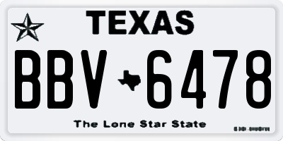 TX license plate BBV6478