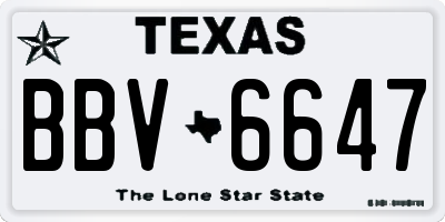 TX license plate BBV6647