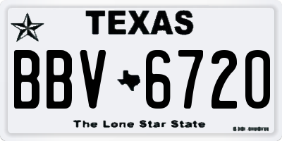 TX license plate BBV6720