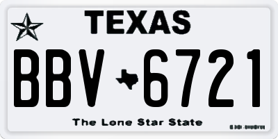 TX license plate BBV6721