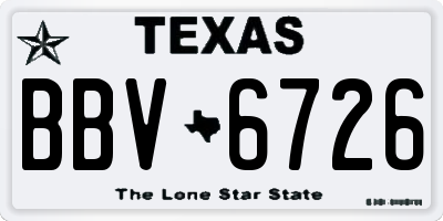 TX license plate BBV6726