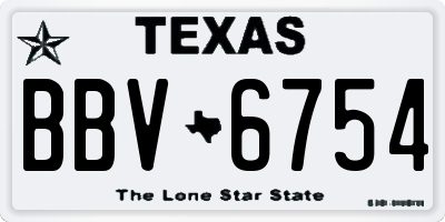 TX license plate BBV6754