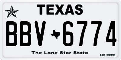 TX license plate BBV6774